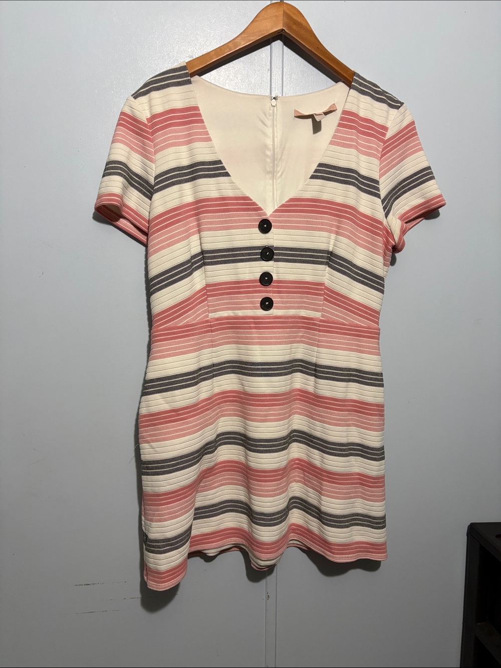 Hutch Designer Dress in Coral, Ivory & Gray